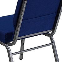 Flash Furniture HERCULES Series 21inW Stackable Church Chair, Navy Blue/Silvervein