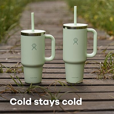 HYDRO FLASK Travel Tumbler with Handle, Lid and Straw - Insulated Stainless Steel