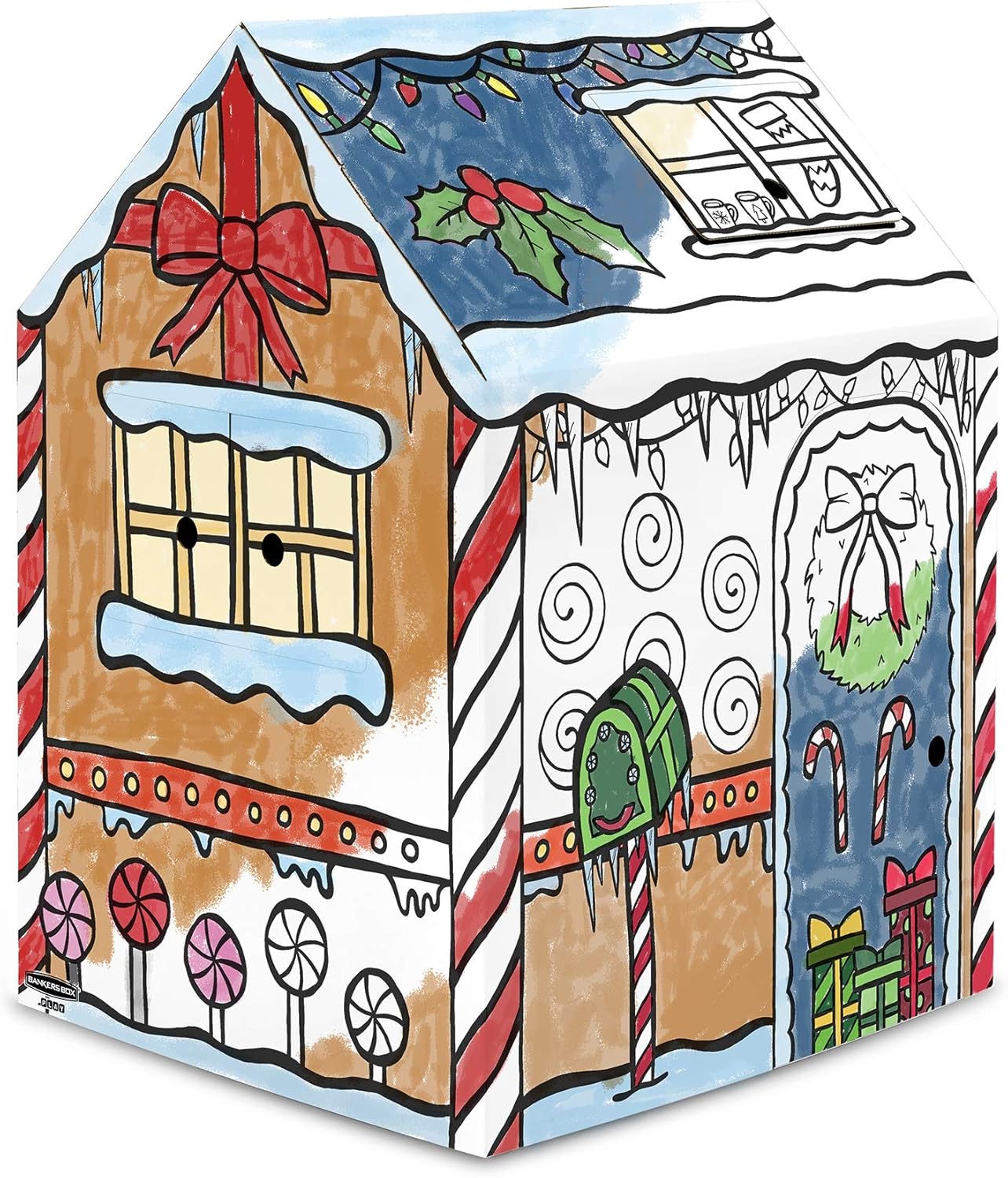 Bankers Box At Play Color-in Playhouse, Life-Size Corrugated Playhouse