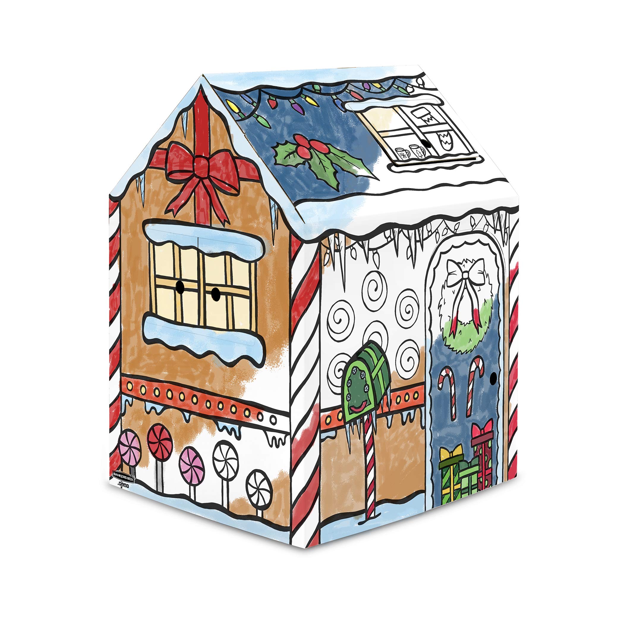 Bankers Box At Play Color-in Playhouse, Life-Size Corrugated Playhouse