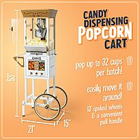 NOSTALGIA Vintage-Style Professional Popcorn Cart with 8 oz Kettle