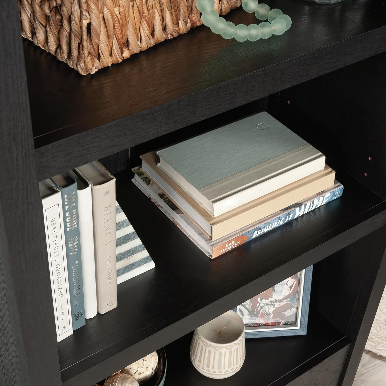 Sauder Select 72inH Bookcase with Doors, Raven Oak Finish
