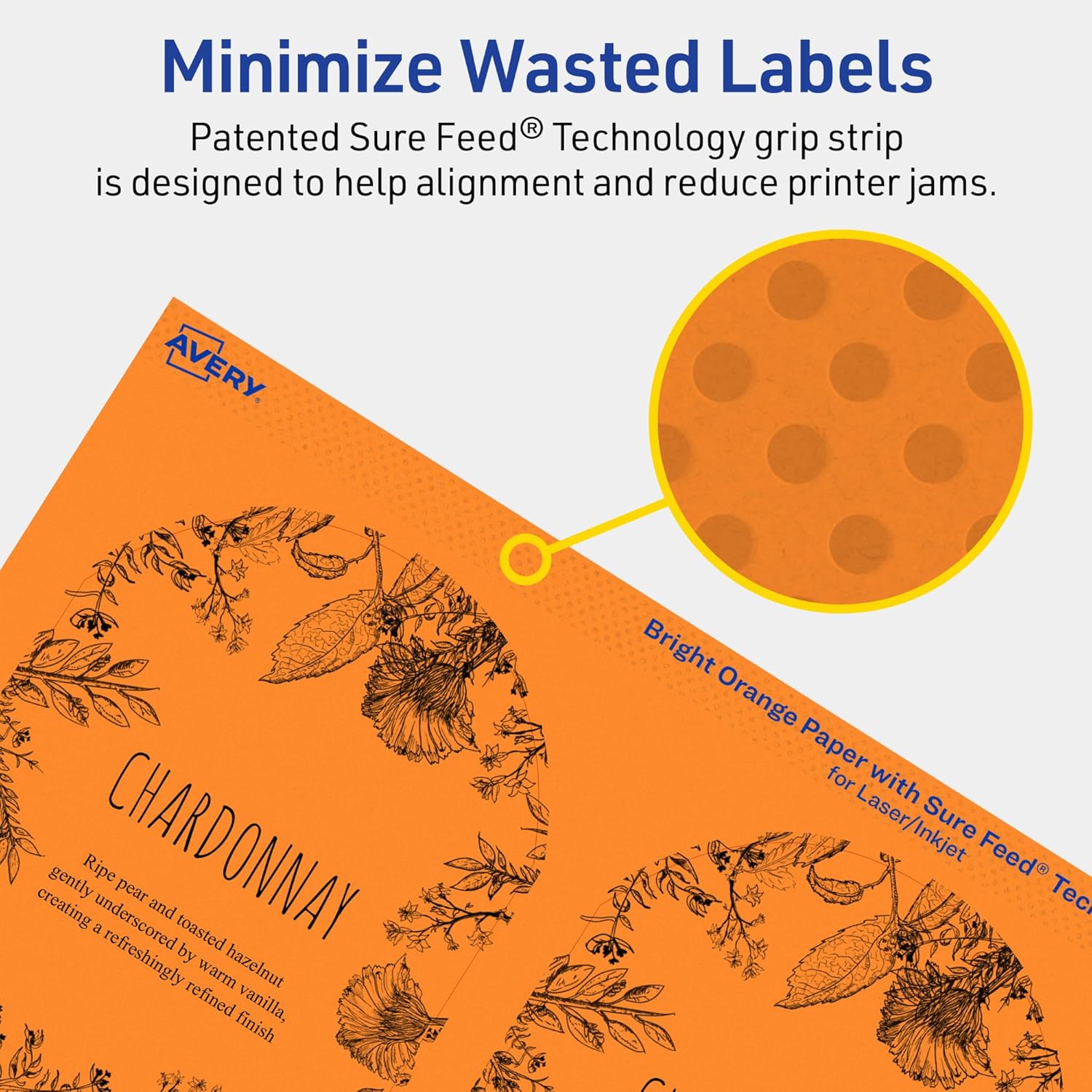 Avery Printable Arched Labels, Sure Feed Technology, 4-3/4" x 3-1/2", Bright Orange, Print-to-The-Edge