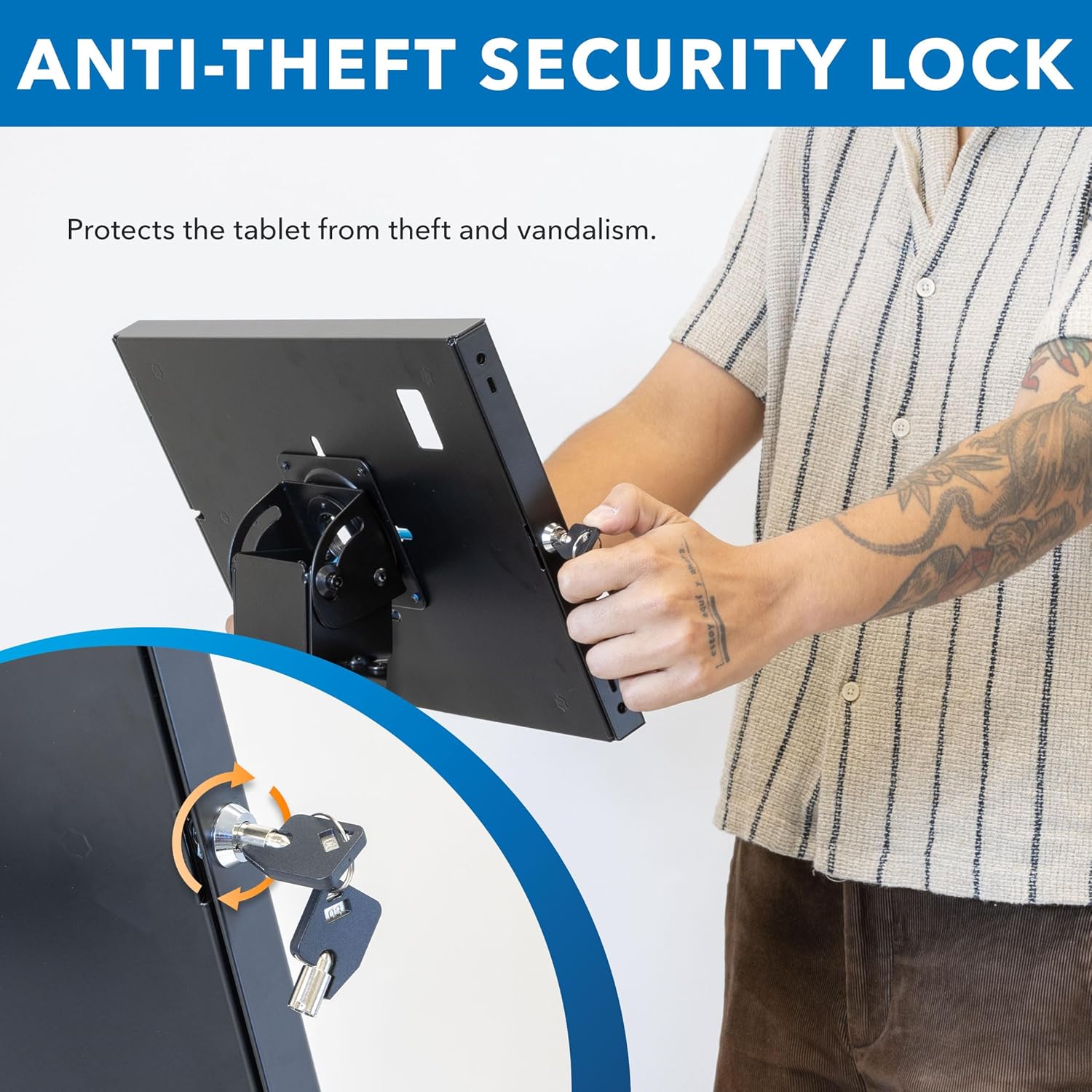 Mount-It! Anti-Theft Floor Stand Compatible with iPad, Contact-Less Universal Lockable Tablet Kiosk