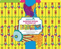 BARKER CREEK Designer File Folders Set of 12, Boho Animals, Multi-Design, Bohemian on Outside, Solid Colors on Inside