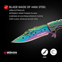 Boker 01LG318 Rainbow Mermaid Folding Knife with 440A Stainless Steel Blade, 3-1/4", Magnum