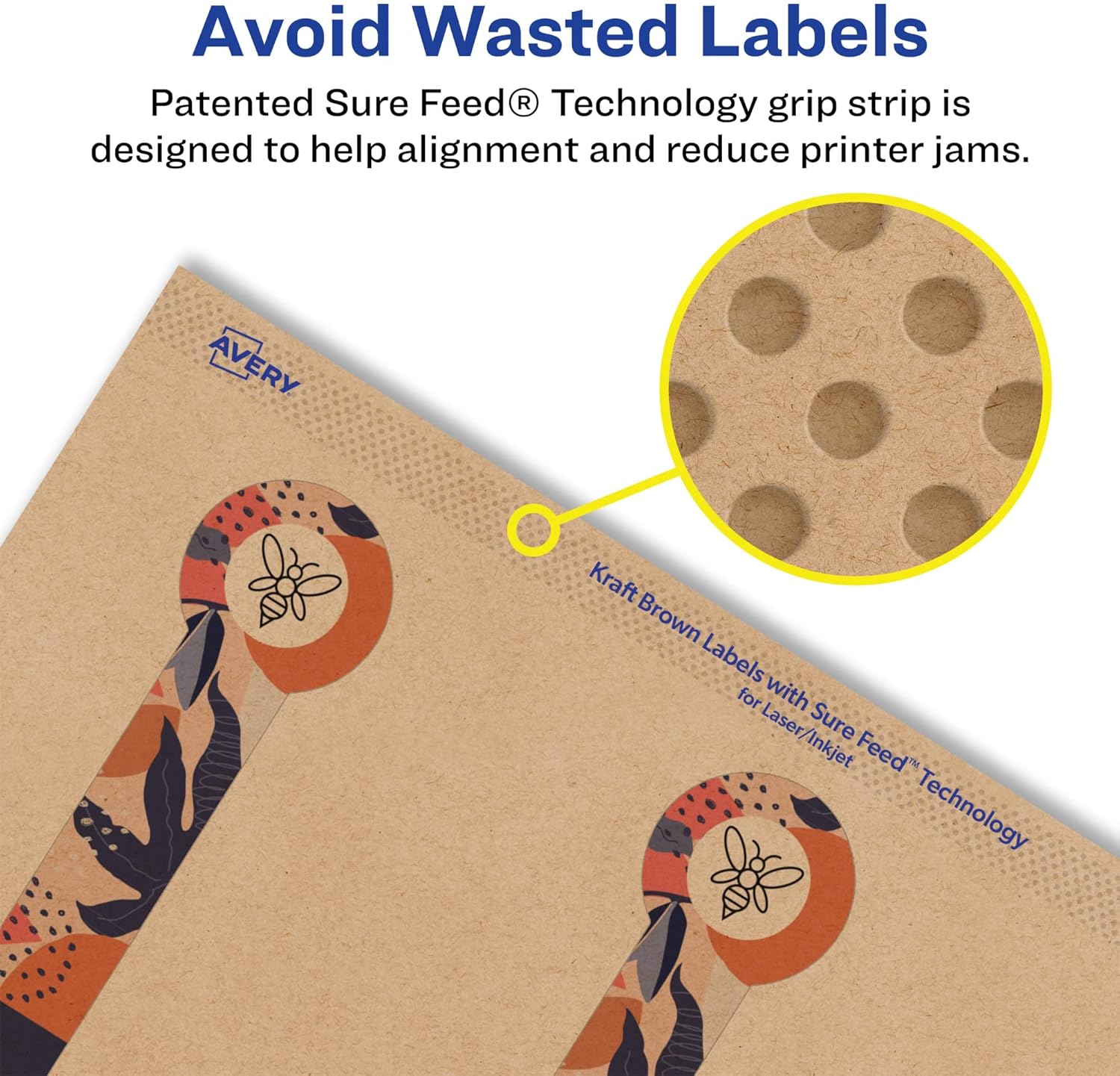 Avery Kraft Brown Lollipop Labels, Sure Feed Technology, 1" x 4", 120 Kraft Brown Labels, Print-to-The-Edge