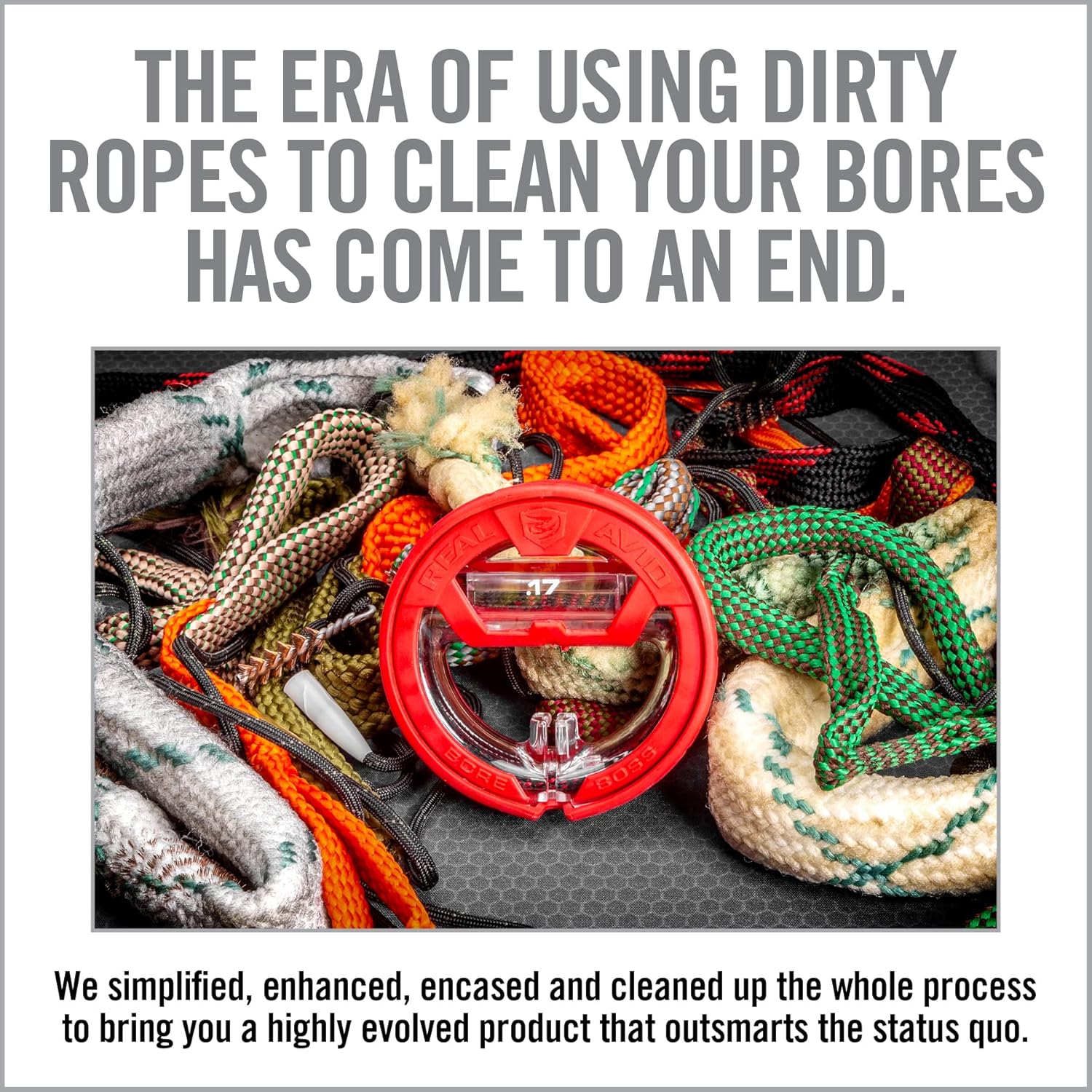 Real Avid Bore Boss Gun Cleaning System - Rapid Pull Through Barrel & Bore Cleaning Cable with Integrated Brush & Mop