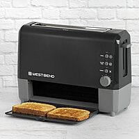 West Bend QuikServe Toaster, 2-Slice Wide-Slot Slide-Through Bread Toaster with Bagel and Gluten-Free Settings