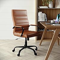 Flash Furniture Whitney Swivel LeatherSoft Desk Chair with Padded Seat and Armrests