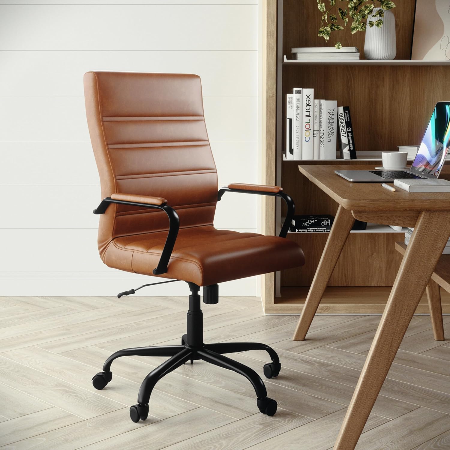 Flash Furniture Whitney Swivel LeatherSoft Desk Chair with Padded Seat and Armrests