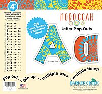 Barker Creek 255-Piece Moroccan Letter Pop-Outs, Multicolor 4” Letters, Numbers & Punctuation Marks, for Classrooms, Offices