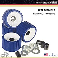 C.E. Smith Ribbed Roller Replacement Kit - 4-Pack - Blue