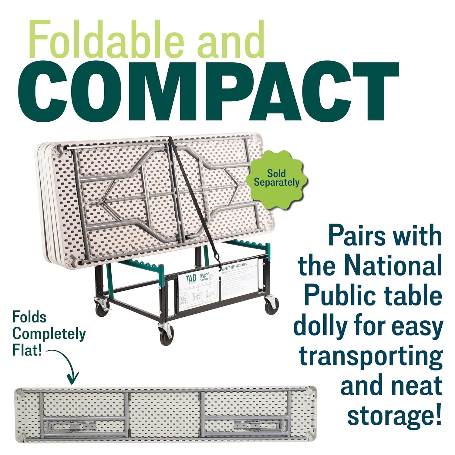 Seminar Folding Table by National Public Seating – Portable Heavy-Duty Foldable Table for Indoor/Outdoor Use