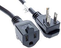 C2G Power Cord, Flat Plug Extension Cord, 18 AWG, Black, 1.5 Feet (0.45 Meters), Cables to Go 29804
