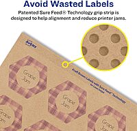 Avery Kraft Brown Hexagon Labels, Sure Feed Technology, 1-1/2" x 1-47/54", 300 Kraft Brown Labels, Print-to-The-Edge, Laser/Inkjet Printable 300 labels