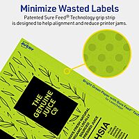 Avery Printable Rectangle Labels, Sure Feed Technology, 3-1/4 in. x 8-3/8 in., Bright Green, Laser/Inkjet Printable
