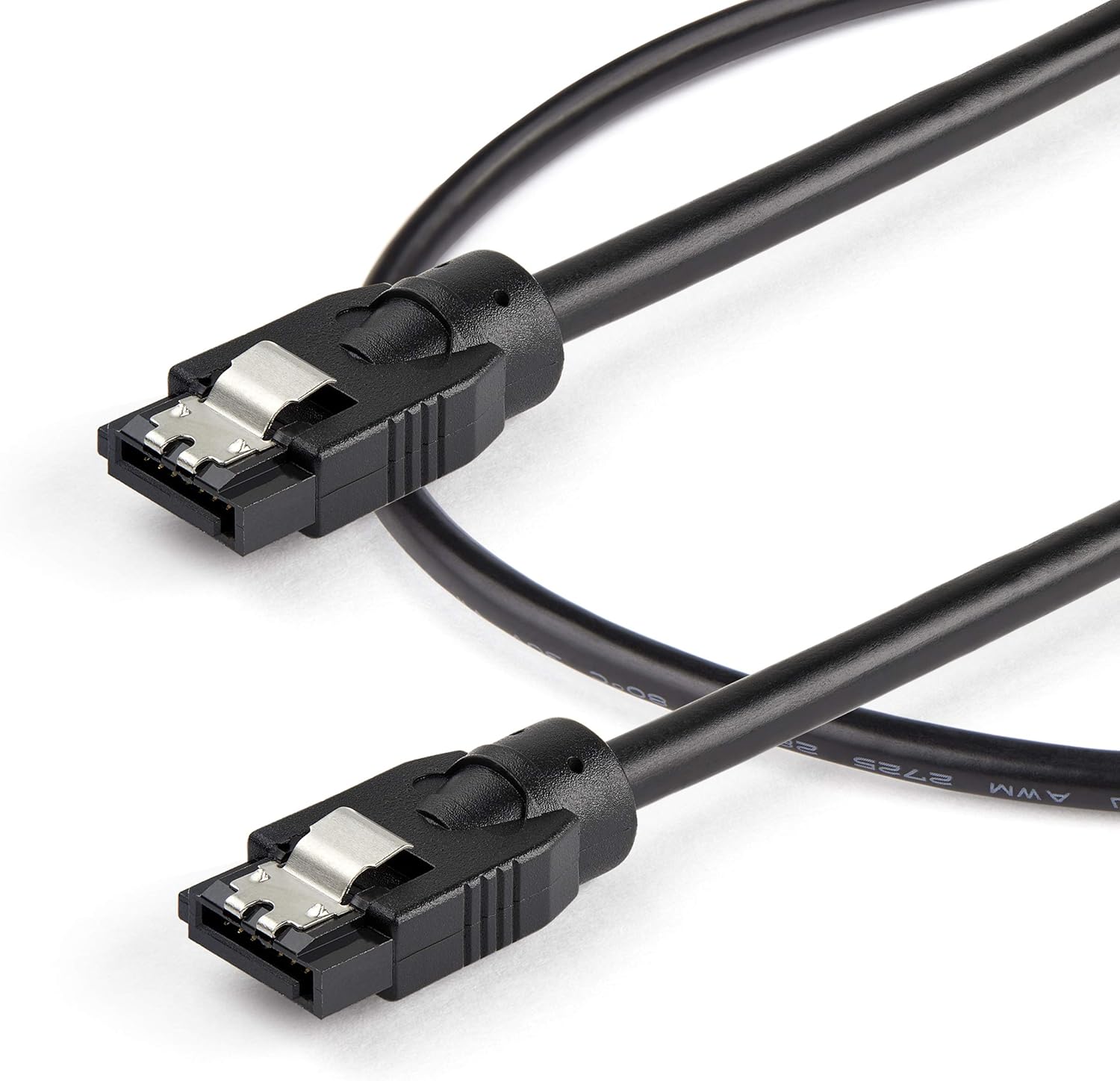 StarTech.com 12 Inch (30cm) Round SATA Cable - Latching Connectors - 6Gbs SATA Data Cord - SATA Hard Drive Power Cable