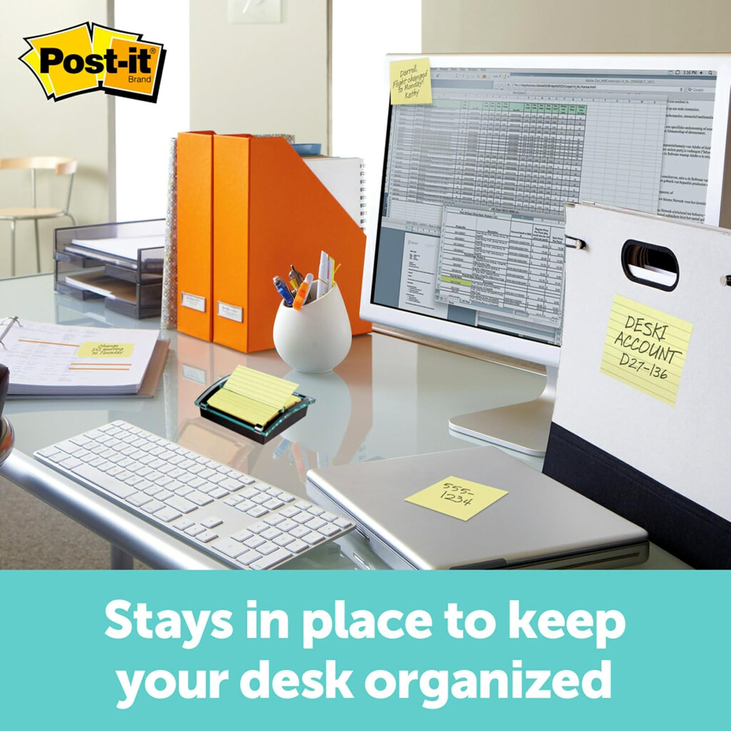 Post-it Pop-up Notes Dispenser, Organizes Desk & Keeps Notes Nearby, Black Base, Clear Top
