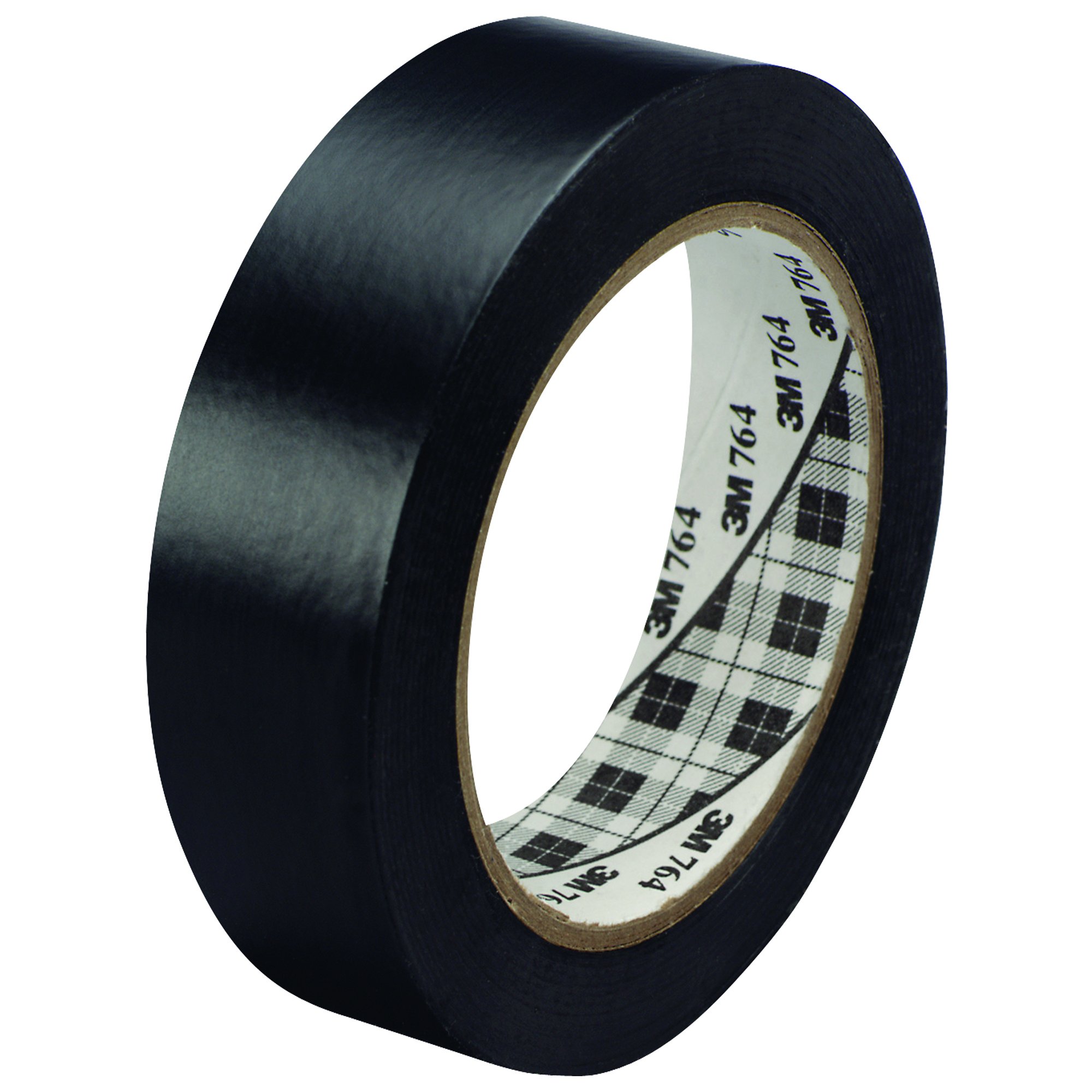 3M 764 Rubber General Purpose Vinyl Adhesive Tape, 5 mil Thick, 36 yds Length x 1" Width, Black