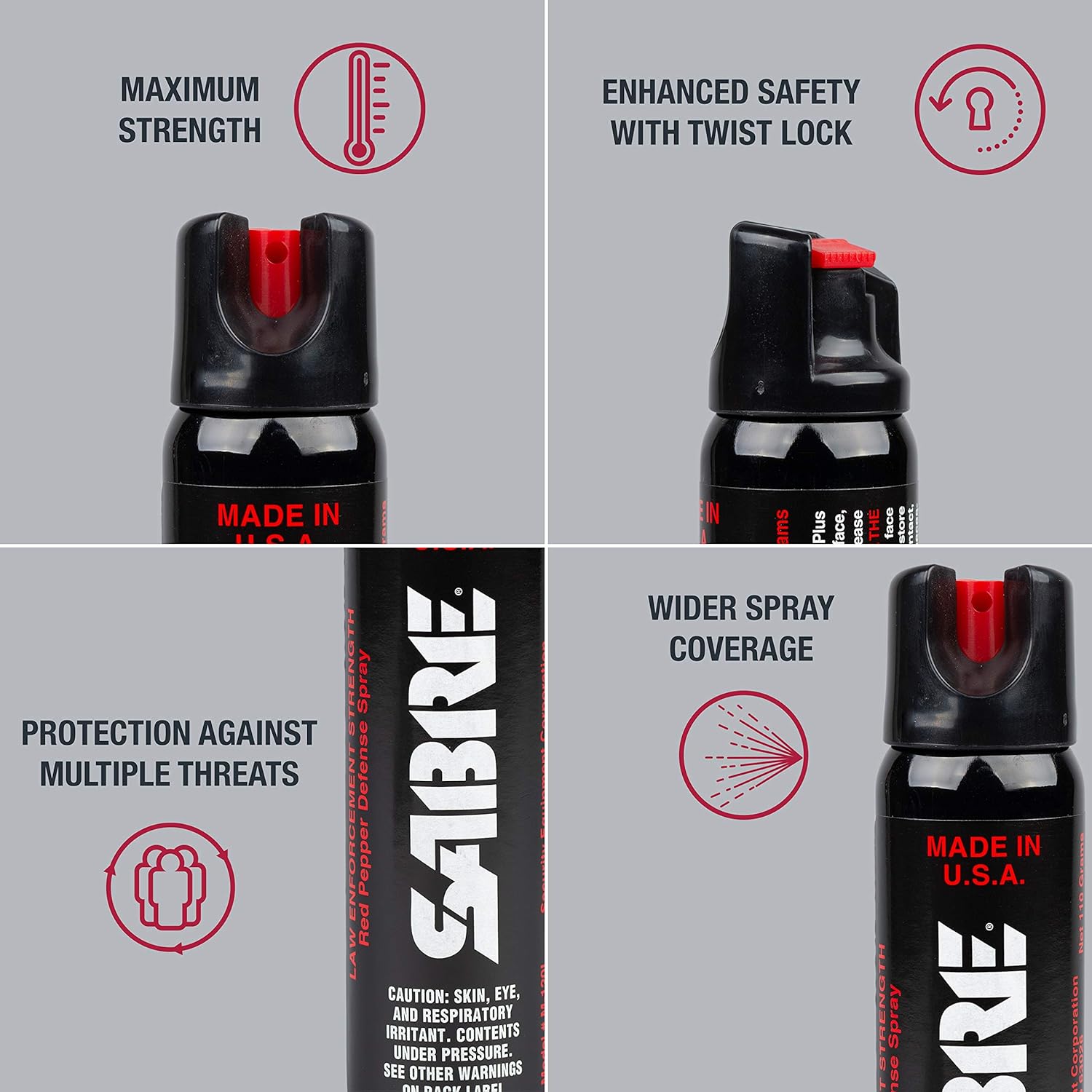 SABRE Magnum 120 3-In-1 Defense Spray, 35 Bursts, 12-Foot (4-Meter) Range, Triple Protection Formula Contains Pepper Spray