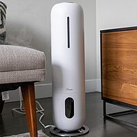 Crane 2 Gallon Top Fill Ultrasonic Cool Mist Tower Humidifier for Home, Whisper Quiet, Filter Free, Dishwasher Safe, Auto Shutoff, White