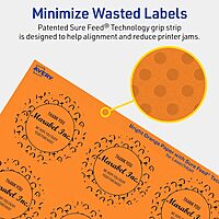 Avery Printable Round Labels, Sure Feed Technology, 2" Diameter, Bright Orange