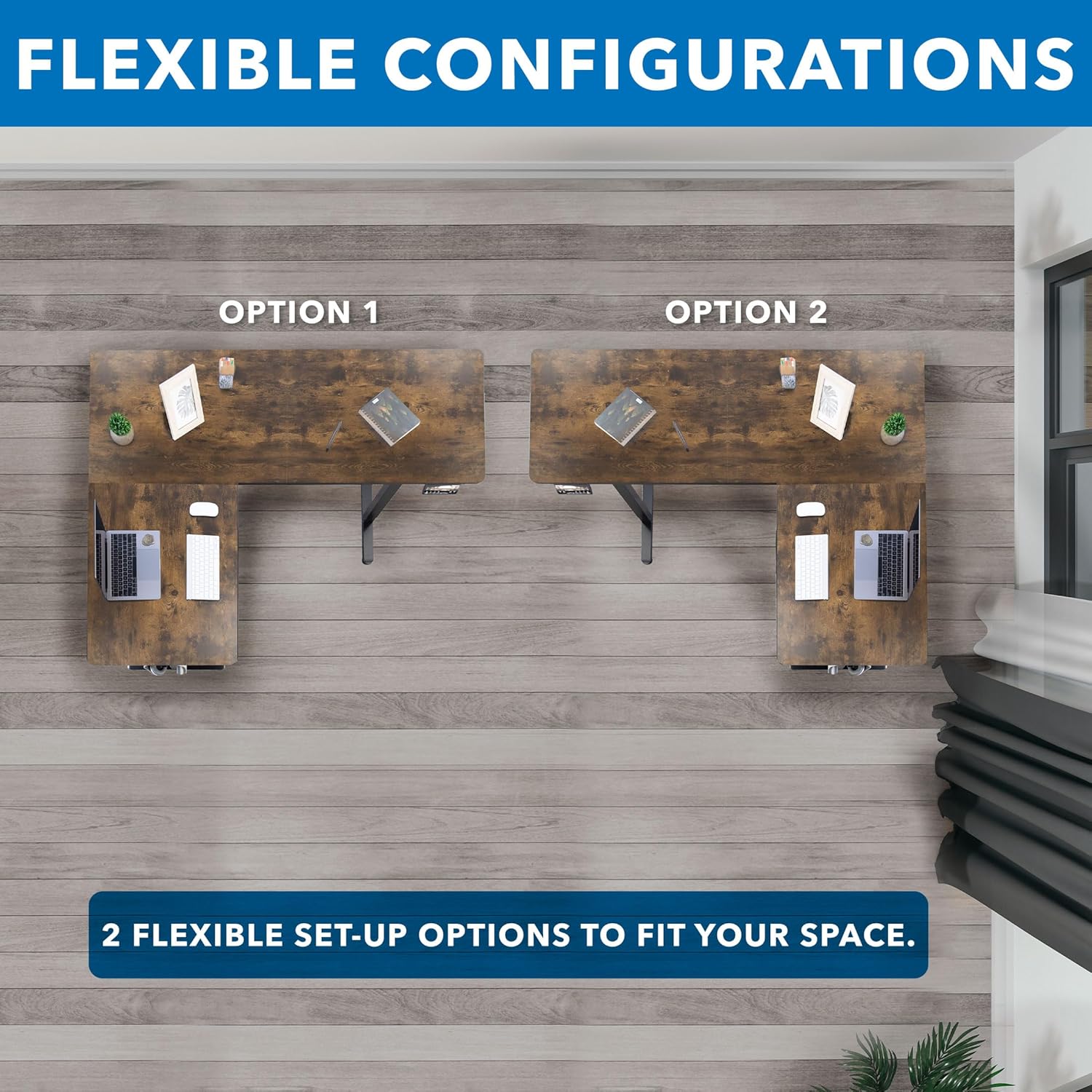 Mount-It! L Shaped Electric Standing Desk - Large Adjustable Corner Sit-Stand Desk