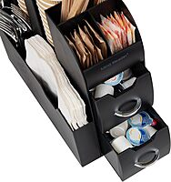 Mind Reader Single Serve Coffee Pod Drawer and Cup Condiment Set, 2 Pcs., 36 Pod Capacity, 5.35"L x 11.25"W x 11.15"H, Black