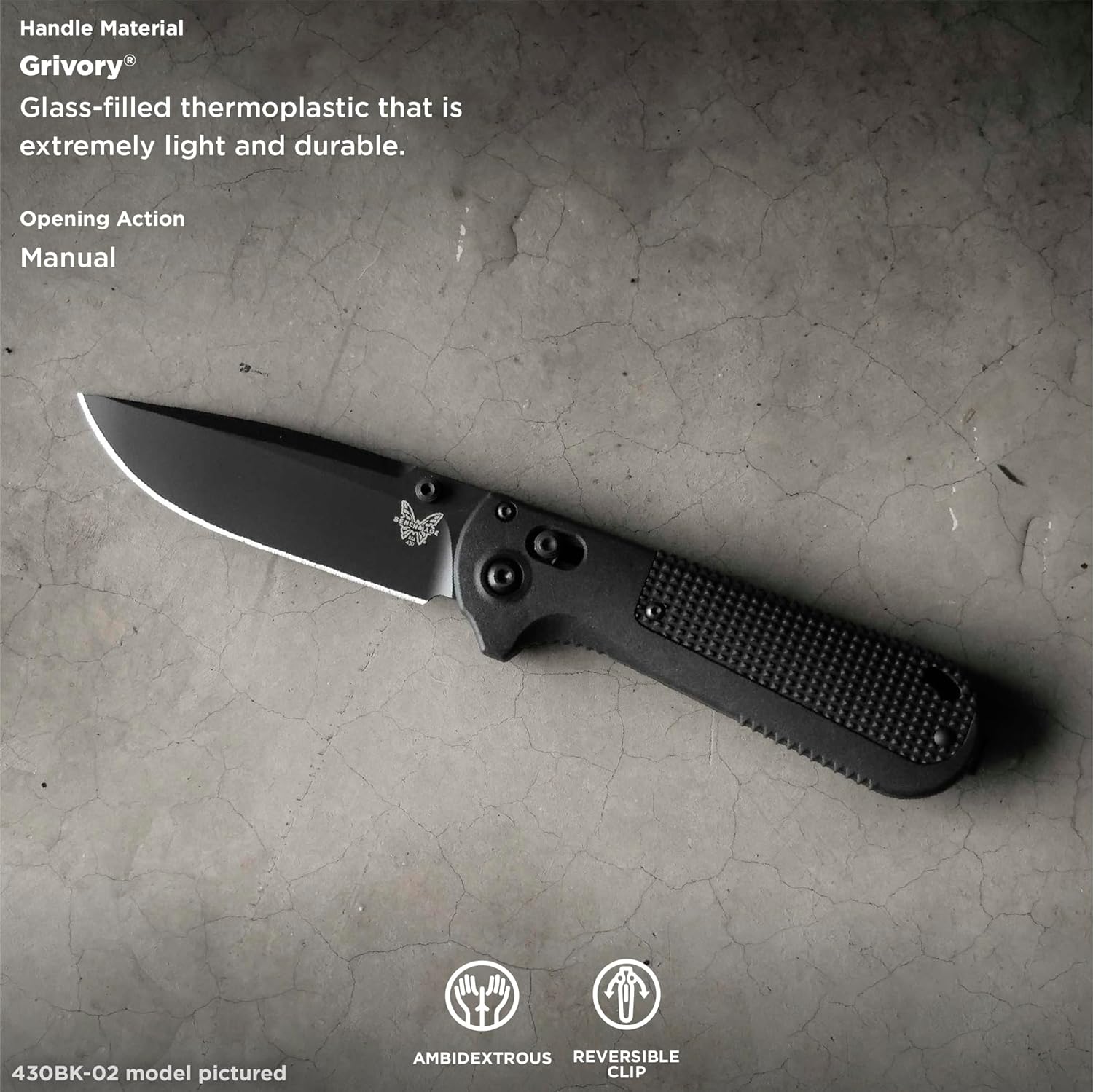 Benchmade - Redoubt 430 Tactical Knife with Black Grivory Handle (430SBK-02)