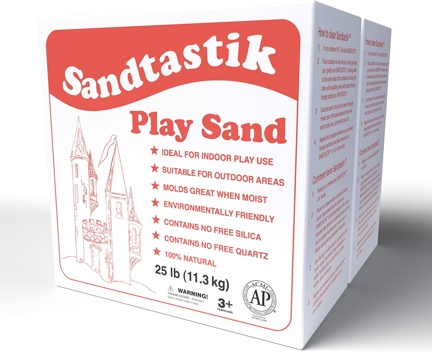 Sandtastik Sparkling White Play Sand - 50 lb (22.6 kg), Fill Sandboxes & Sensory Tables, Non-Toxic, Scoop