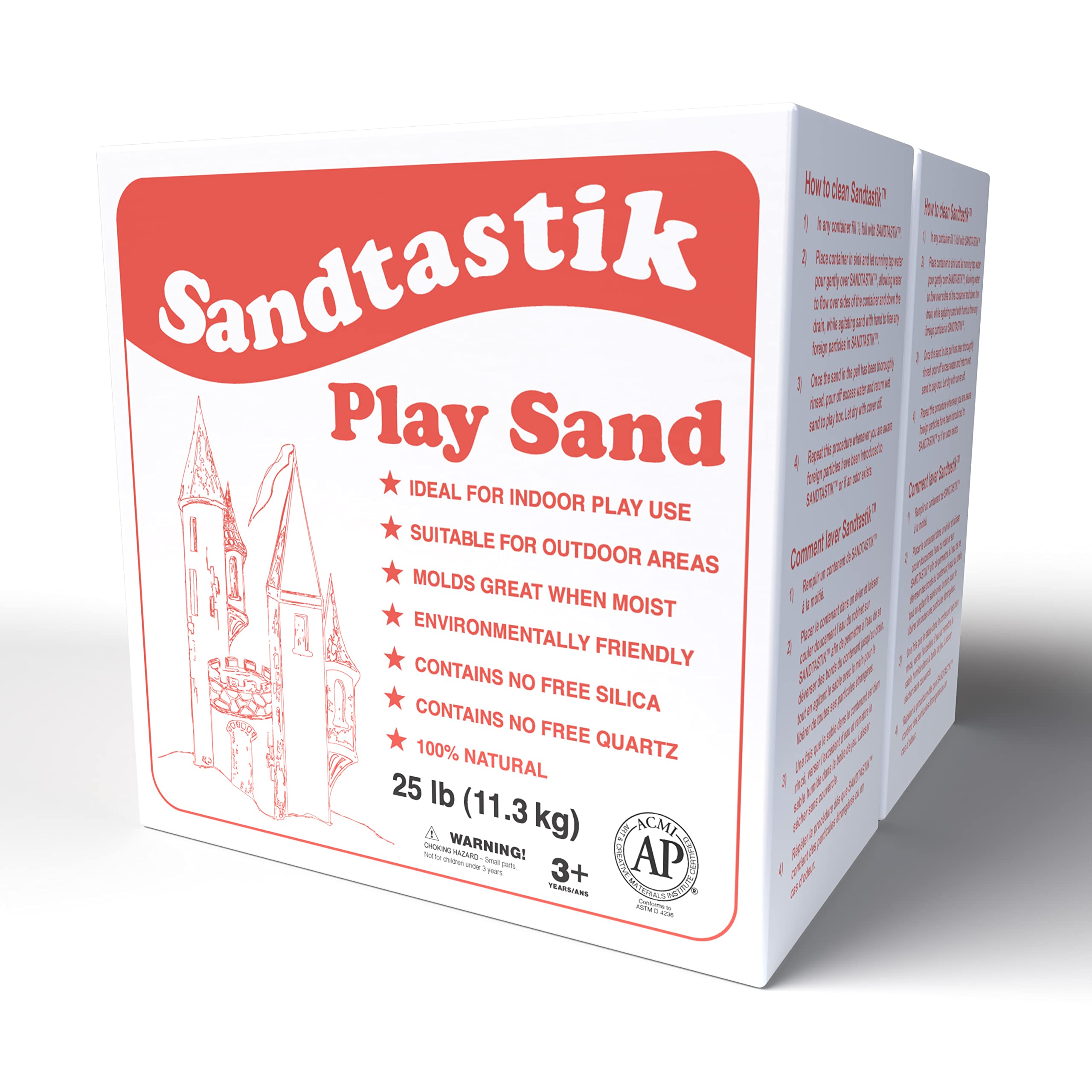 Sandtastik Sparkling White Play Sand - 50 lb (22.6 kg), Fill Sandboxes & Sensory Tables, Non-Toxic, Scoop