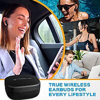 Treblab WX8 - True Wireless Earbuds with Pure Sound, Soft Silicone Ear Buds, IPX8 Waterproof, 28H Play, Wireless Charging