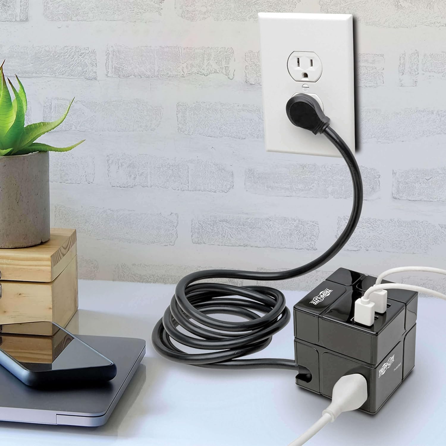 Tripp Lite 3 Outlet Surge Protector with USB, Detachable Wall Outlet Surge Protector, 6 USB Ports, 6 ft. Cord, 540 Joules