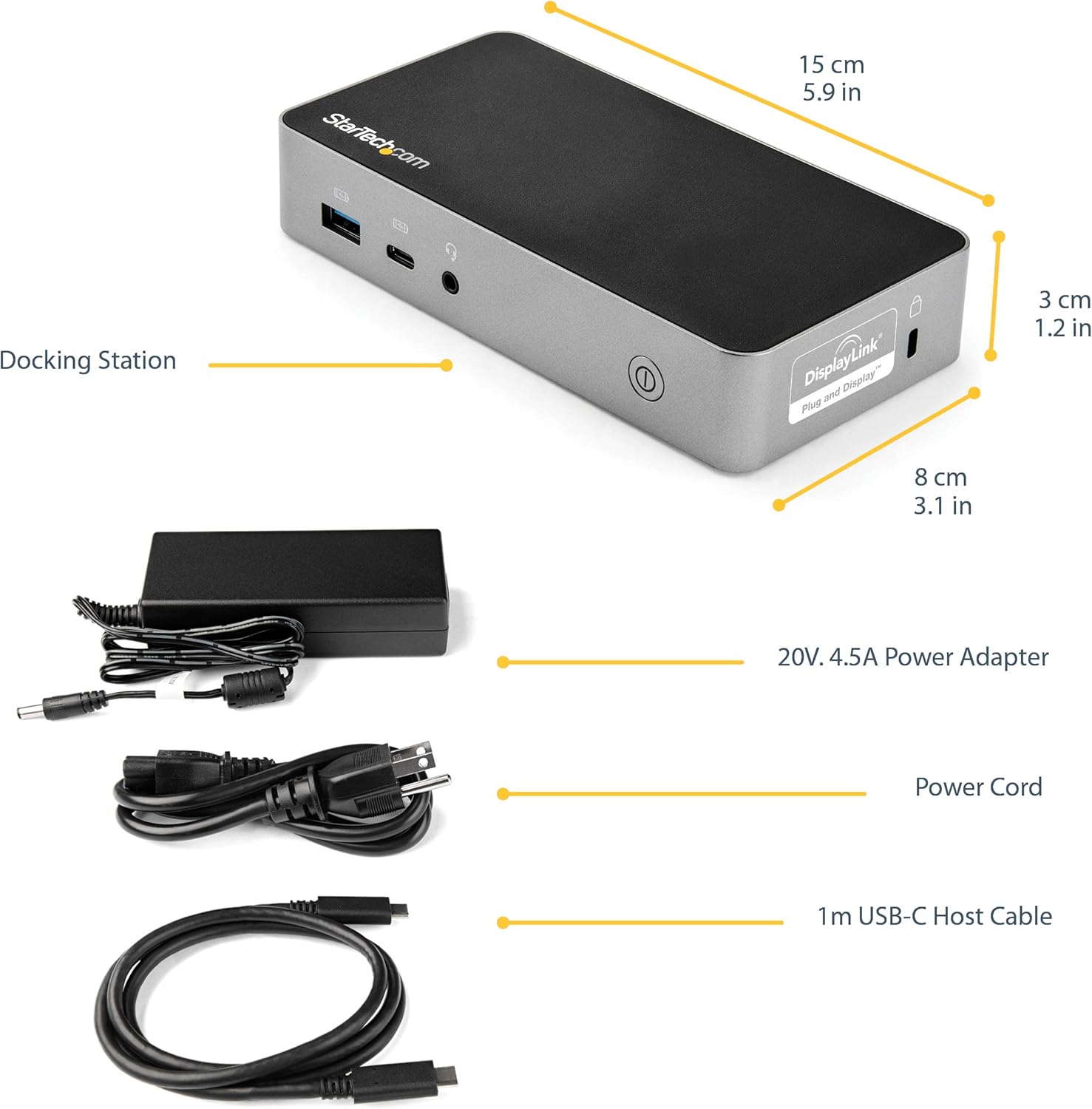 StarTech.com USB-C Dock - Dual Monitor 1080p HDMI Laptop Docking Station - 65W Power Delivery - 1x USB-C, 3x USB