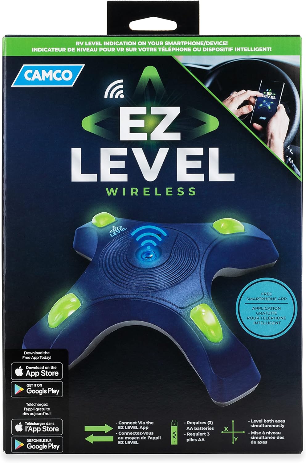 Camco Camper/RV EZ Level - Features Illuminated Indicator Lights & Automatic Shut-Off Function when Not in-Use