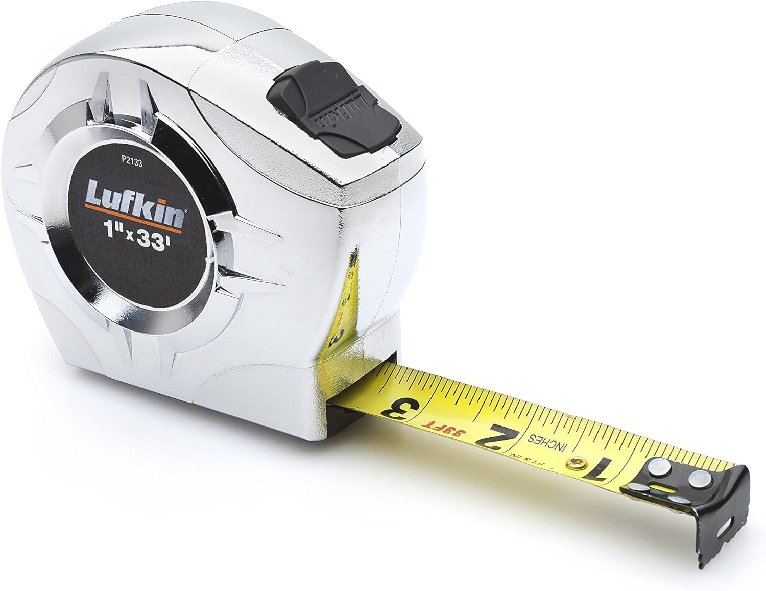 Crescent Lufkin 1" x 33' P2000 Series Chrome Case Yellow Clad A4 Blade Power Return Tape Measure - P2133DN
