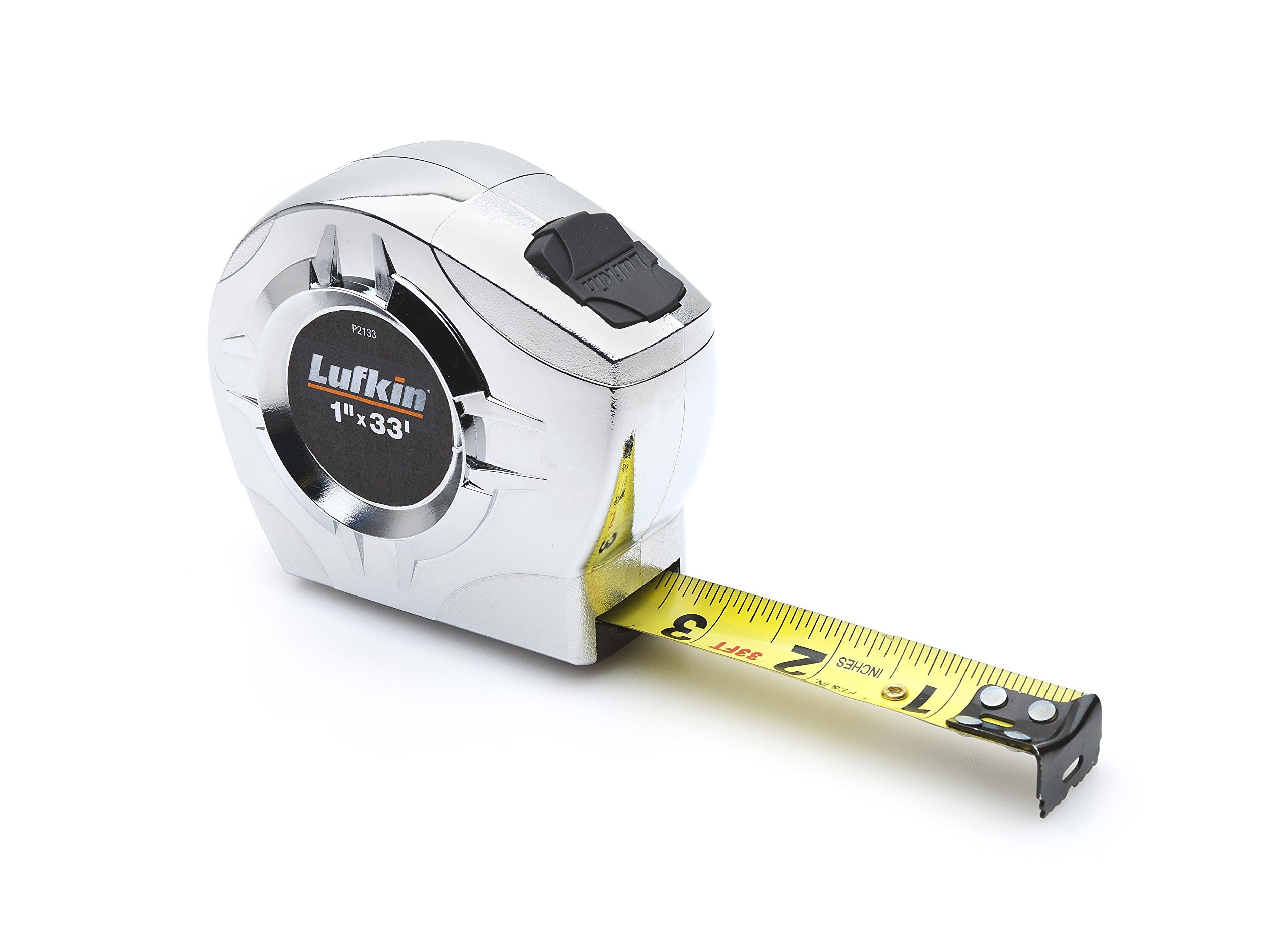 Crescent Lufkin 1" x 33' P2000 Series Chrome Case Yellow Clad A4 Blade Power Return Tape Measure - P2133DN