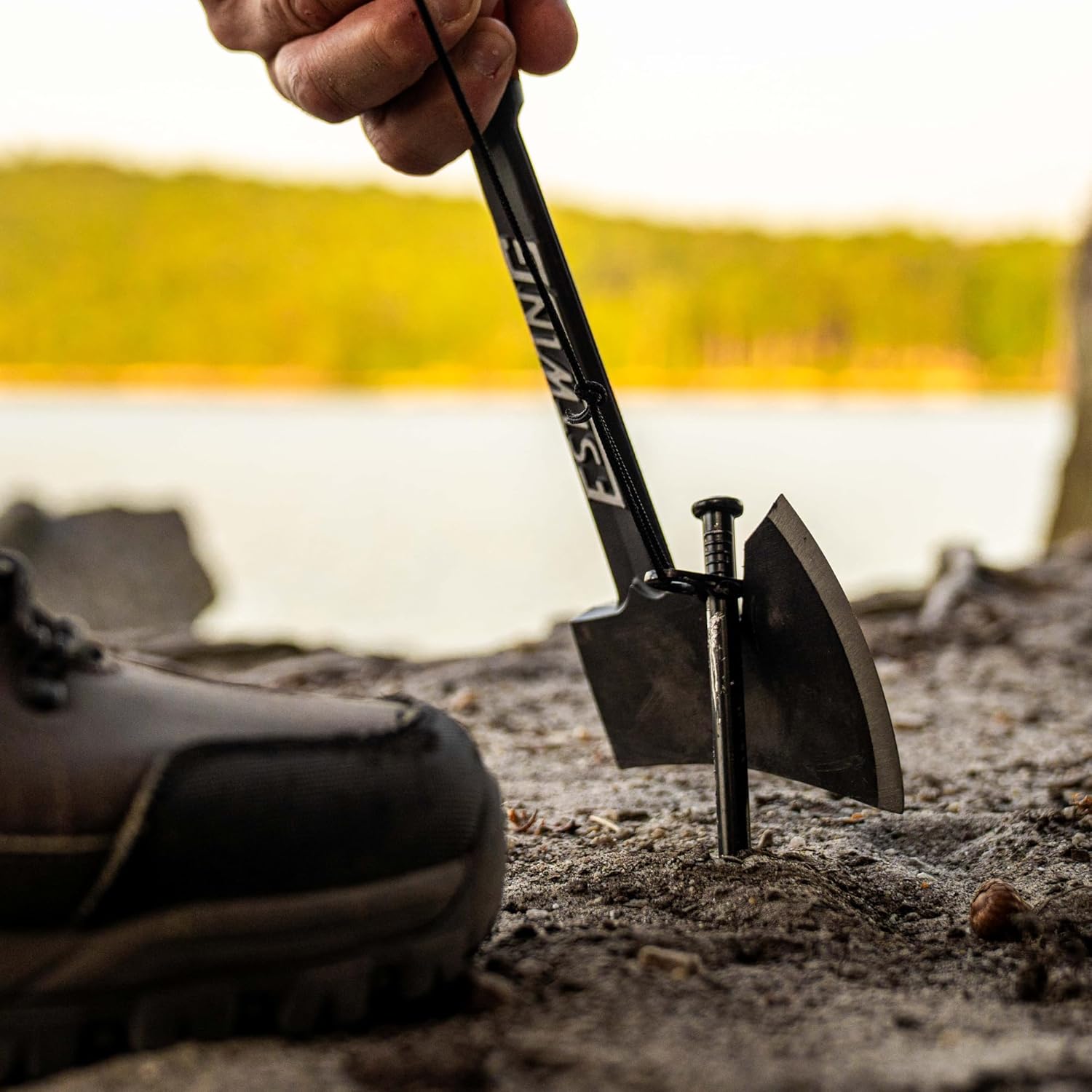 ESTWING Camper's Axe - 14" Hatchet with Forged Steel Construction & Shock Reduction Grip - EB-25A
