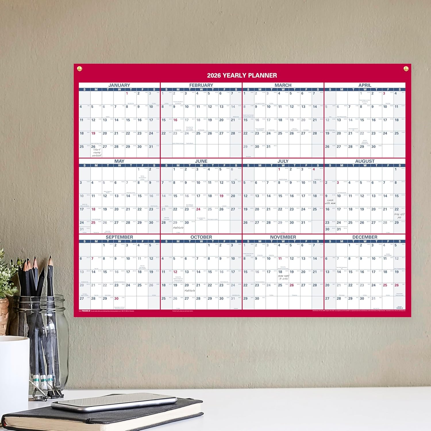 AT-A-GLANCE Reversible Erasable Wall Calendar, Vertical/Horizontal