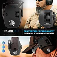 AXIL x SIG SAUER TRACKR Blu Electronic Ear Muffs | 27dB SNR / 21dB NRR Compact Lightweight Water-Resistant Tactical Shooting Noise-Canceling Hearing Protection & Enhancement Bluetooth Earmuffs