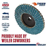 WEILER BobCat Zirconia Alumina Flap Discs, Plastic Backing, for Die Grinders