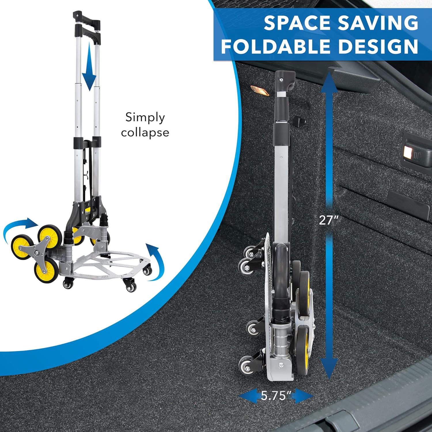 Mount-It! Stair Climber Dolly, 3 Wheel Stair Climbing Hand Truck with Folding and Telescoping Handle