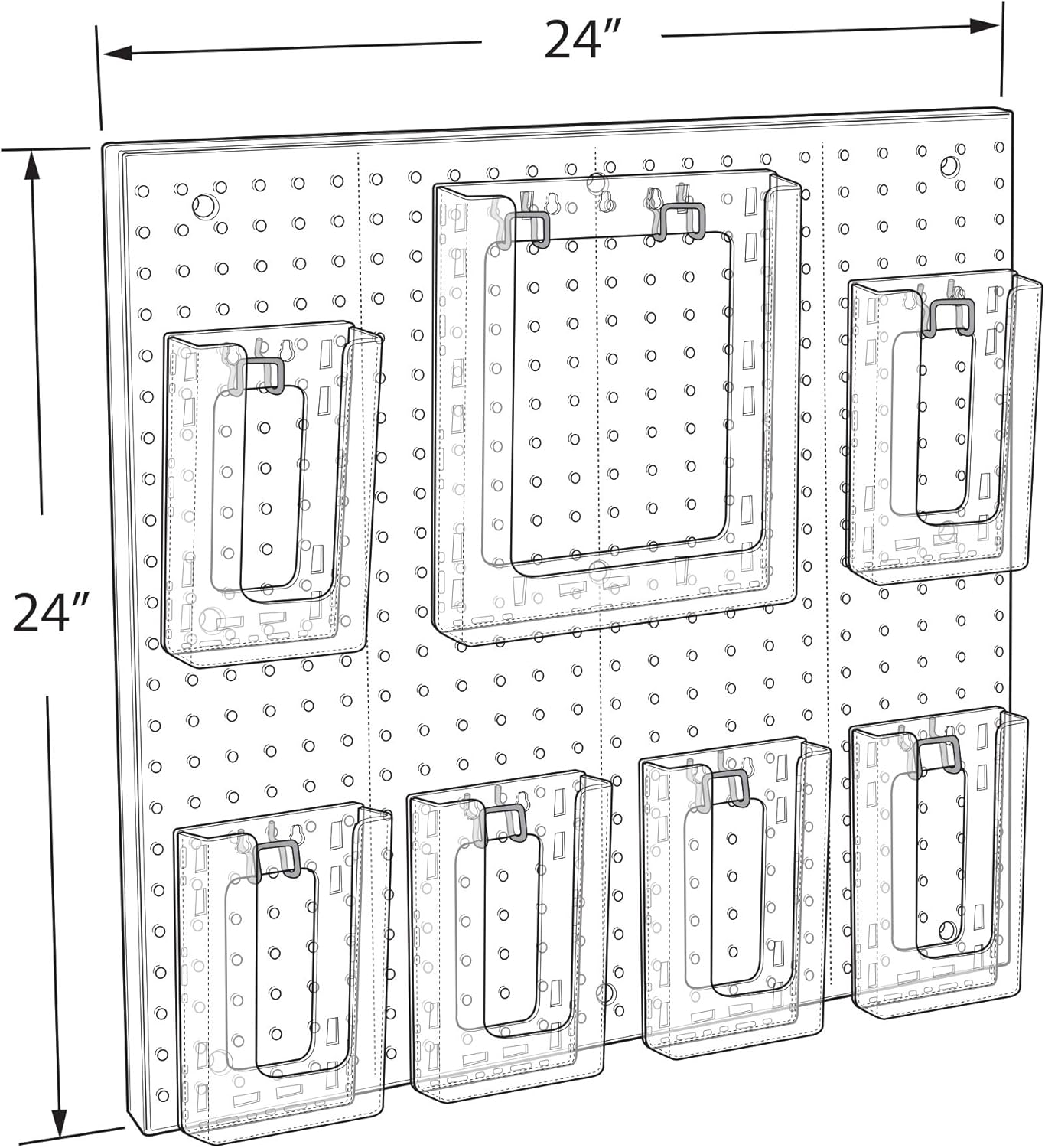 Azar Displays Multi-Tier Acrylic Pegboard Wall Brochure Holder
