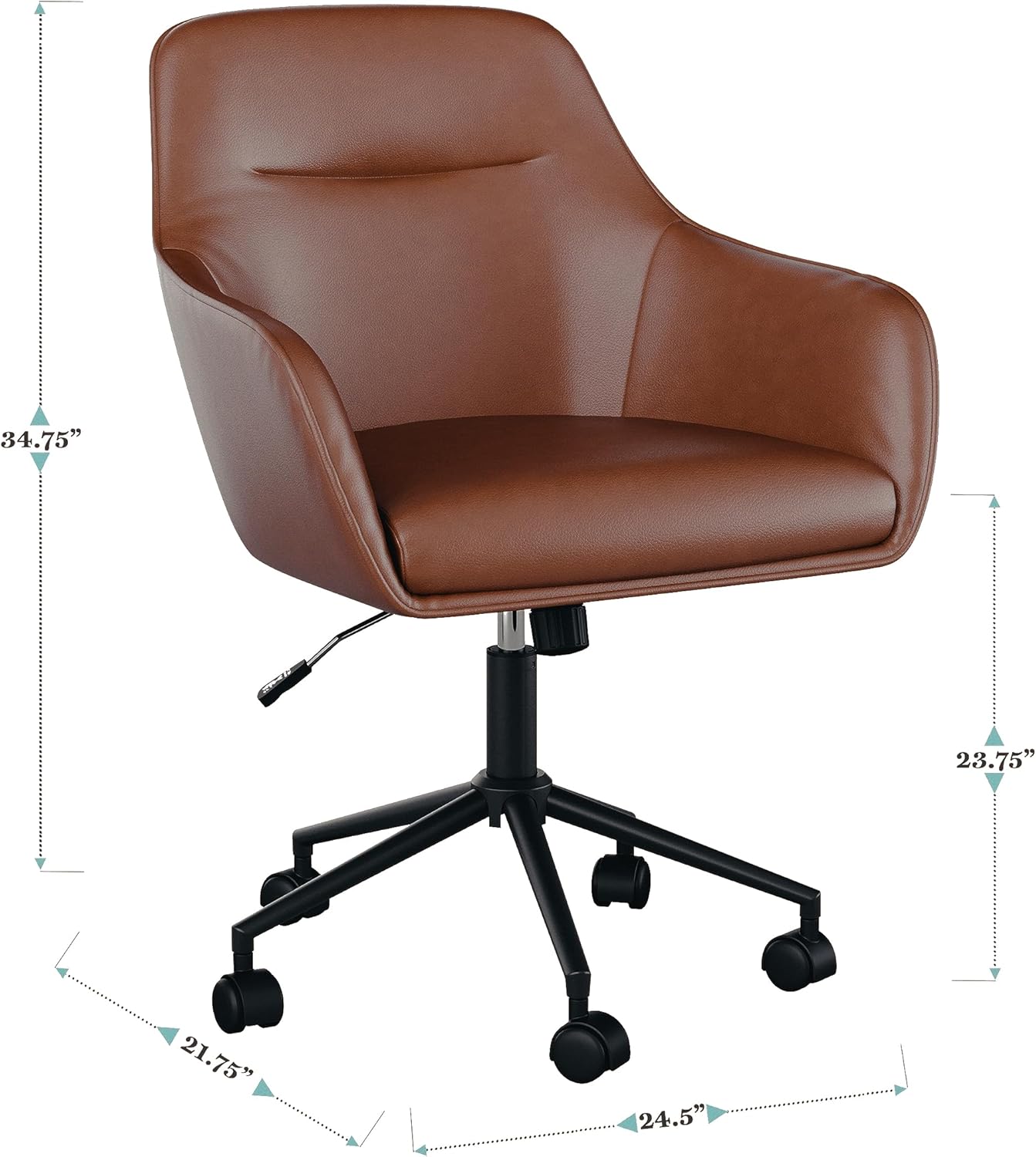 Martha Stewart Rayna Swivel Task Chair with Flared Arms for Home Office