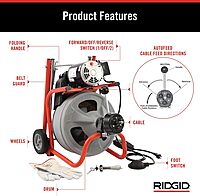 Ridgid 27013 K-400AF 115Volt C45IW Drum Machine with C45 Integral Wound Cable with Autofeed
