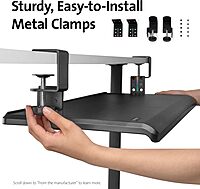 Kensington Clamp-On Keyboard Tray, Under Desk Keyboard Drawer with Cable Management