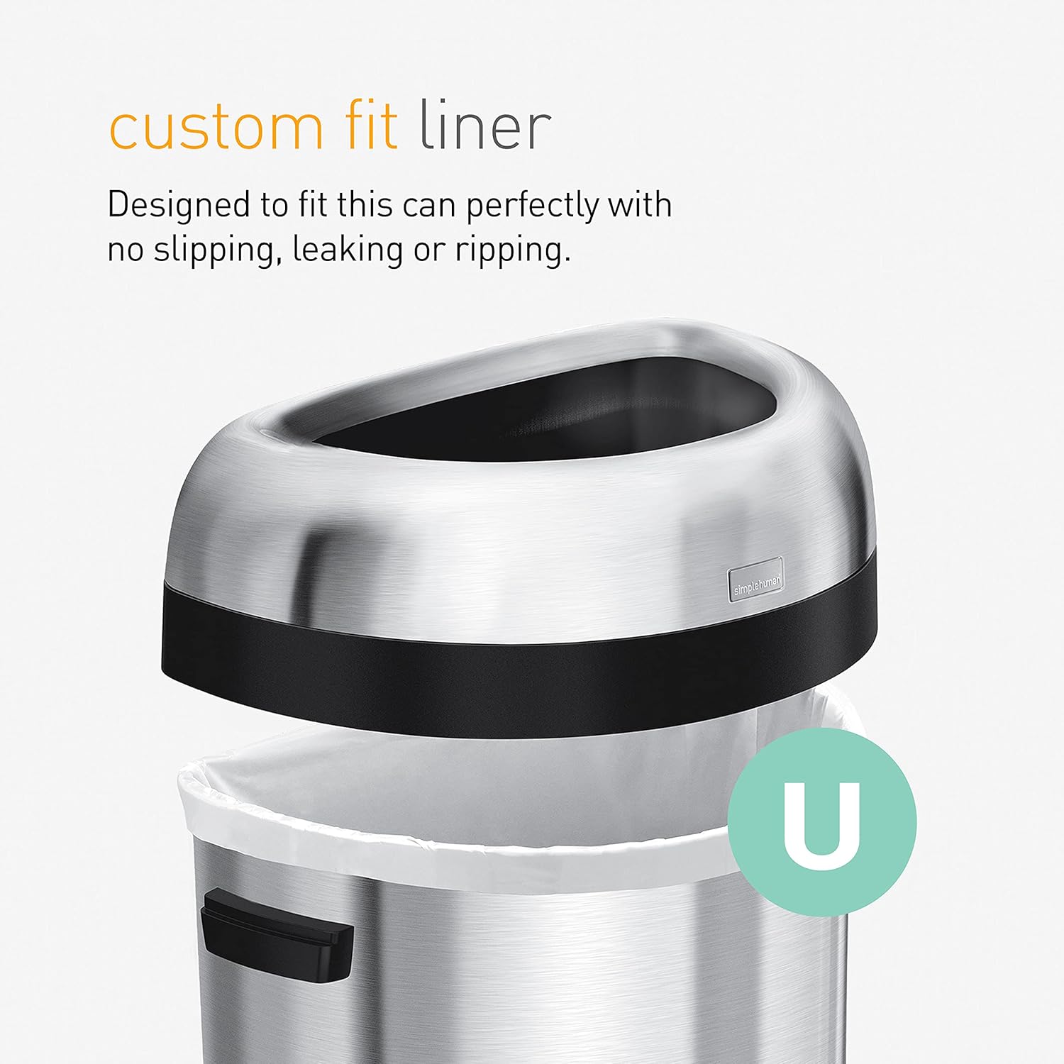 simplehuman Custom-Fit Trash Can Liners, Drawstring, White