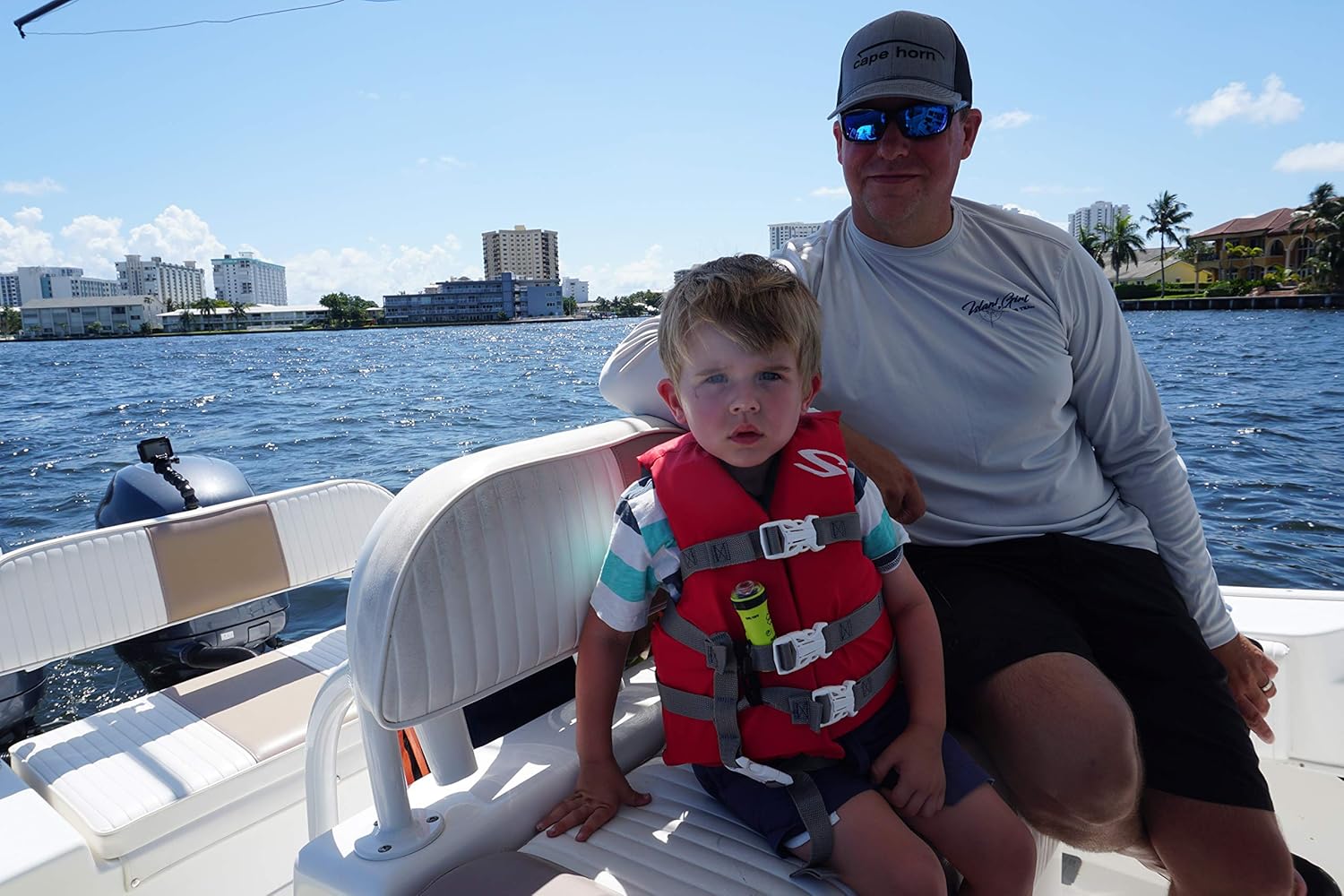 ACR OLAS FLOAT-ON Man Overboard System for adults, kids, and pets with integrated LED Flashlight and Water Activated Strobe