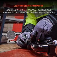 Ergodyne ProFlex 7000 Nitrile Coated Work Gloves, Foam Nitrile Palms for Flexible No Slip Grip, 15g, 12-Pack